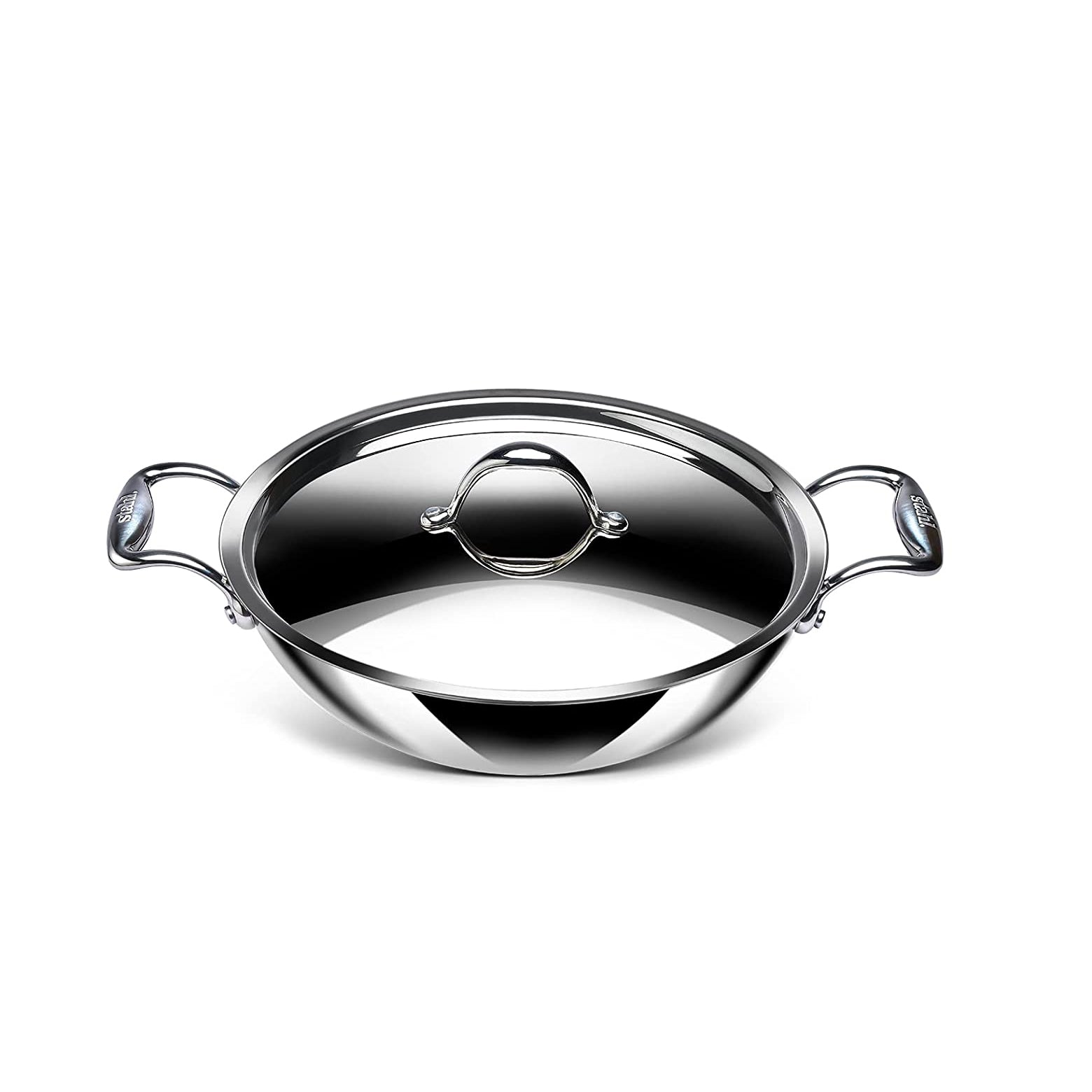 Stahl - Hybrid Kadai Non-Stick Triply Stainless Steel 28 Cm - 4.4 Ltr Silver - Ghar Sajawat