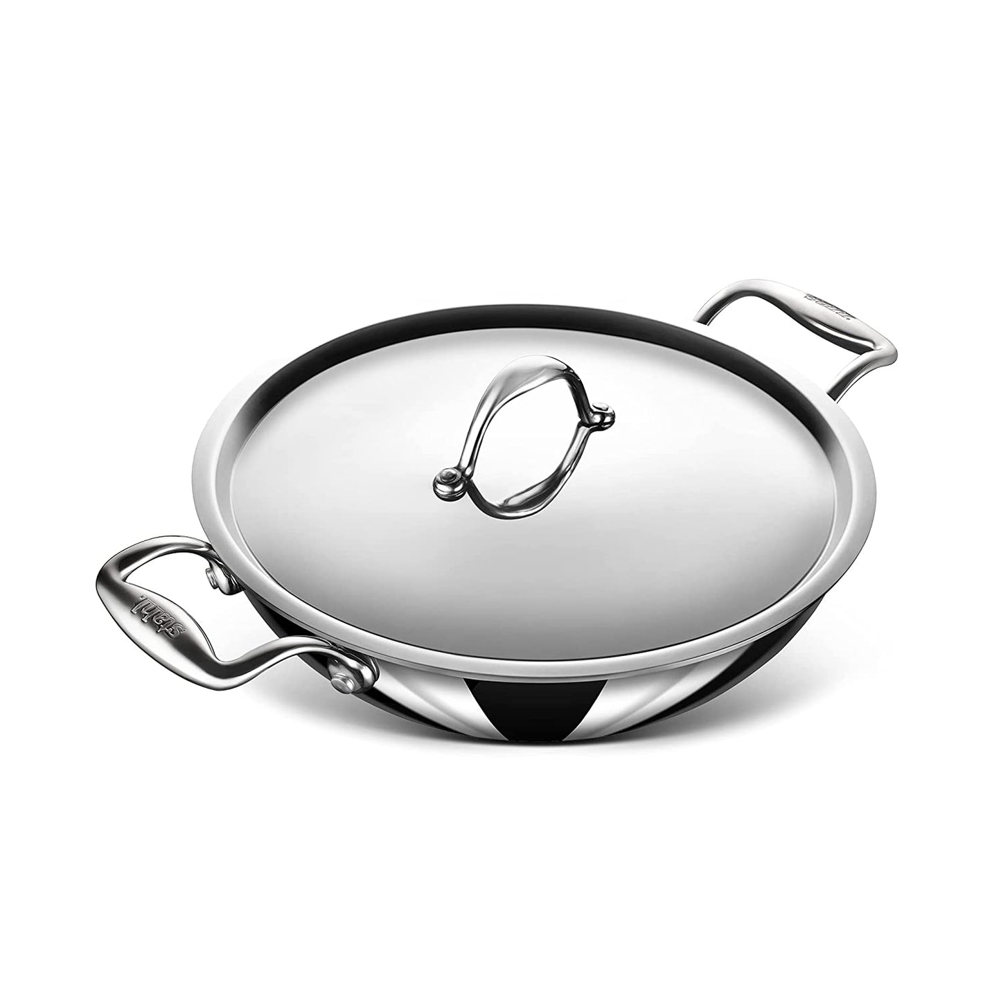 Stahl - Neverstick Kadai Non-Stick Triply Stainless Steel 24 Cm - 2.4 Ltr Silver - Ghar Sajawat