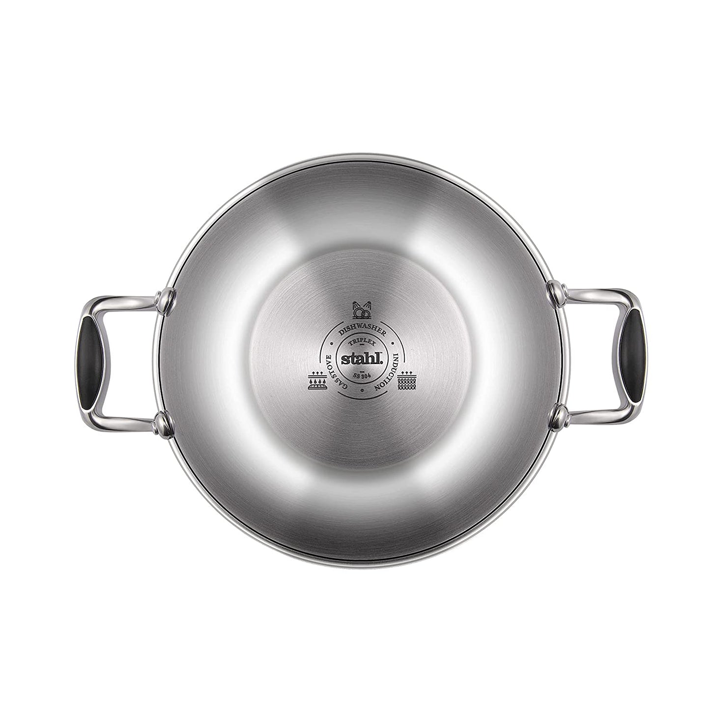 Stahl - Neverstick Kadai Non-Stick Triply Stainless Steel 24 Cm - 2.4 Ltr Silver - Ghar Sajawat