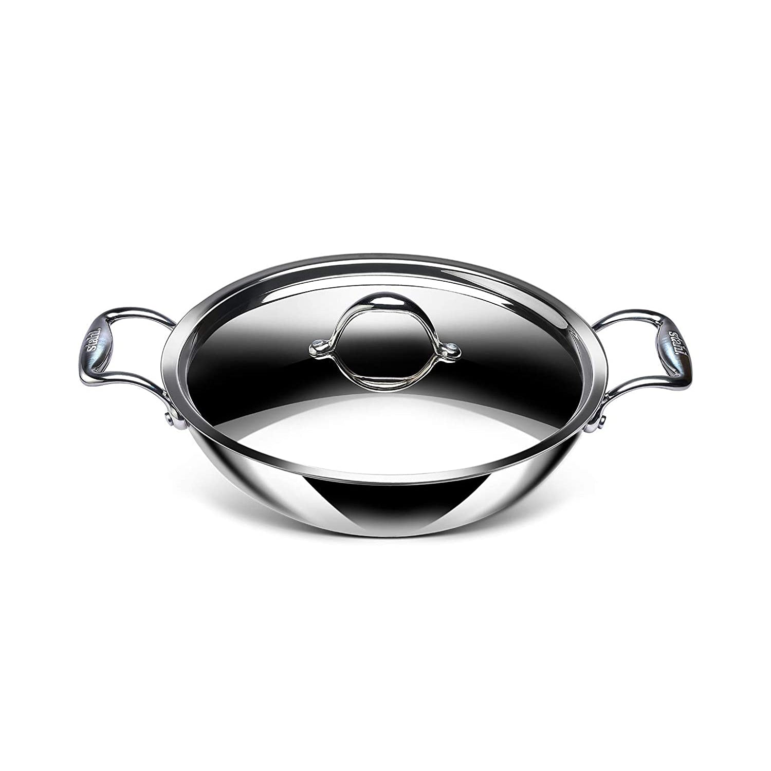 Stahl - Neverstick Kadai Non-Stick Triply Stainless Steel 26 Cm - 3.3 Ltr Silver - Ghar Sajawat