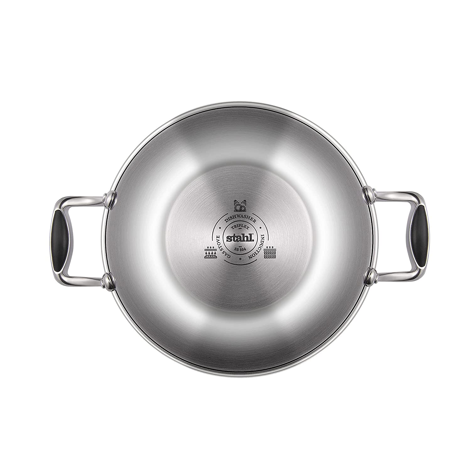 Stahl - Neverstick Kadai Non-Stick Triply Stainless Steel 26 Cm - 3.3 Ltr Silver - Ghar Sajawat