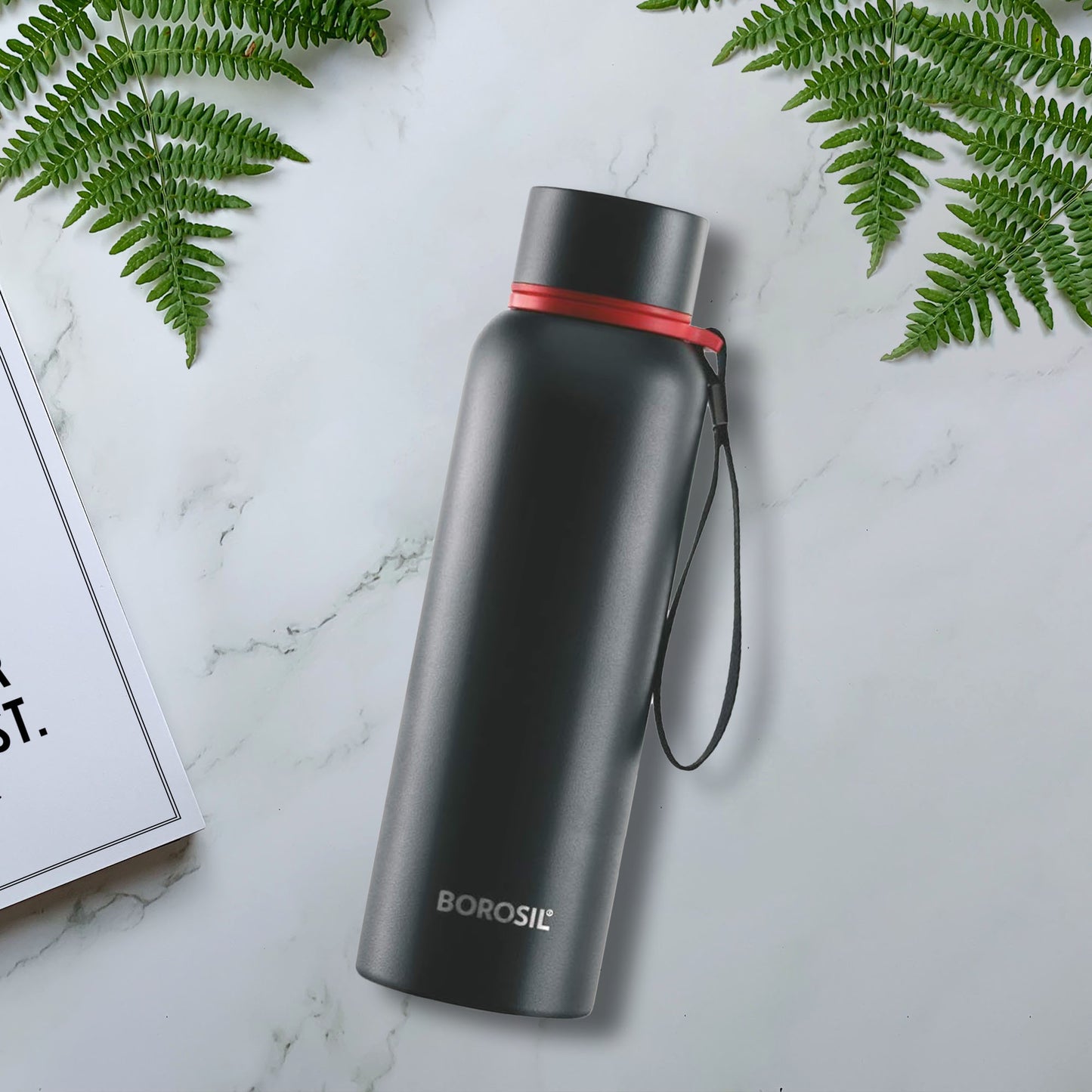 Borosil - Hydra Trek Thermosteel Bottle 850ML Black - Ghar Sajawat