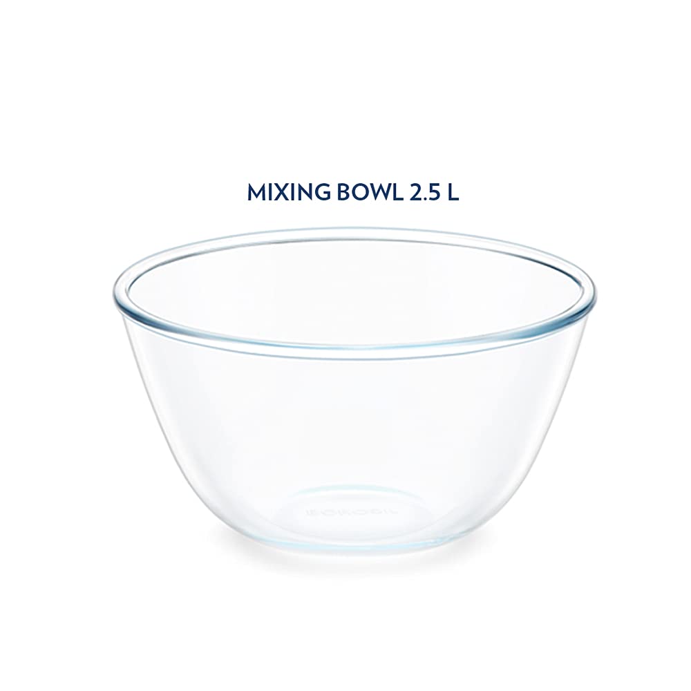 Borosil - Mixing Bowl Microwave Safe Borosilicate Glass 2.5 Ltr Transparent - Ghar Sajawat
