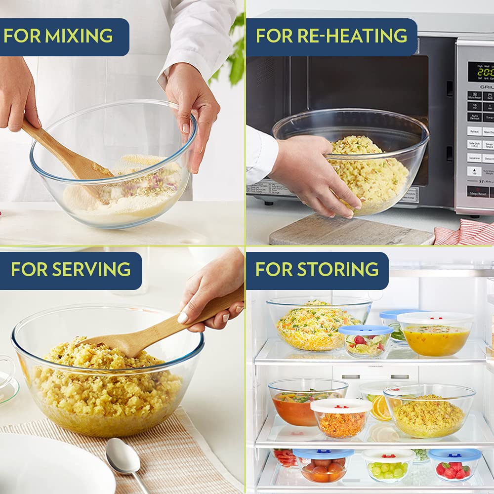 Borosil - Mixing Bowl Microwave Safe Borosilicate Glass 2.5 Ltr Transparent - Ghar Sajawat