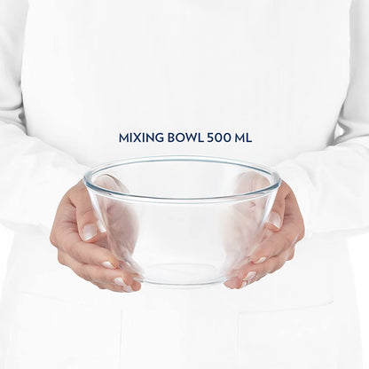 Borosil - Mixing Bowl Microwave Safe Borosilicate Glass 0.5 Ltr Transparent - Ghar Sajawat