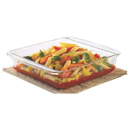 Borosil - Square Dish Microwave Safe Borosilicate Glass 1.6 ltr Transparent - Ghar Sajawat