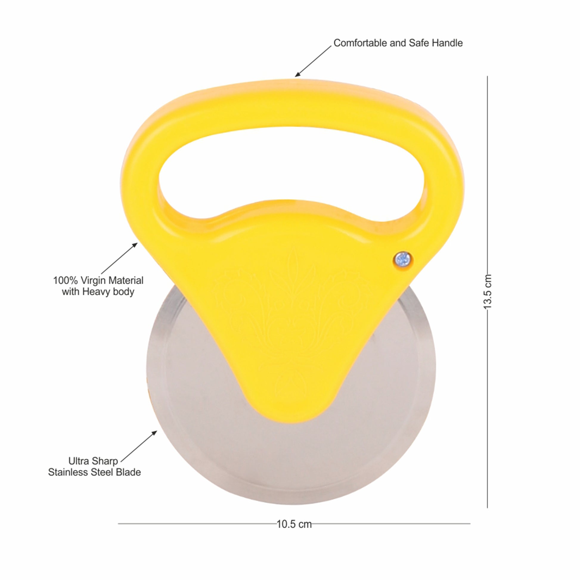 Classy Touch - Pizza Cutter Stainless Steel Yellow - Ghar Sajawat