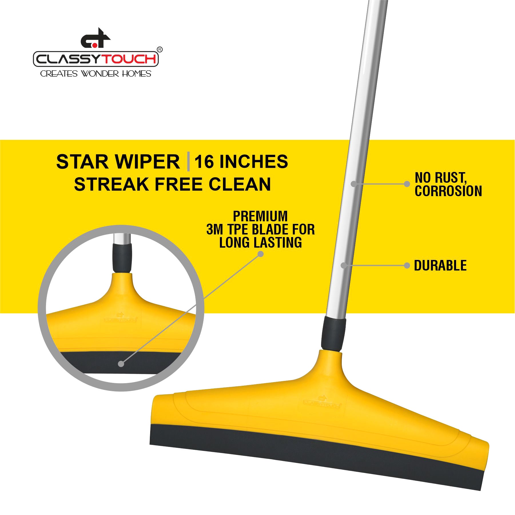 Classy Touch - Star Wiper 16" (Ct-1173) Yellow - Ghar Sajawat