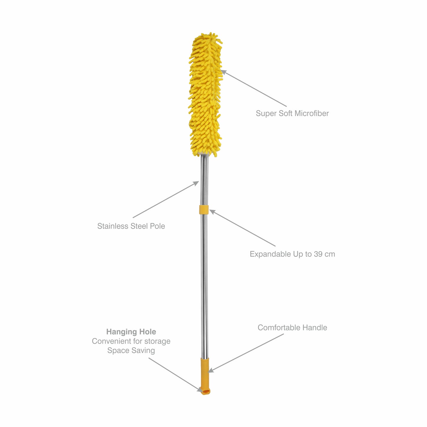 Classy Touch - Telescopic Duster (Ct-0563) Yellow - Ghar Sajawat