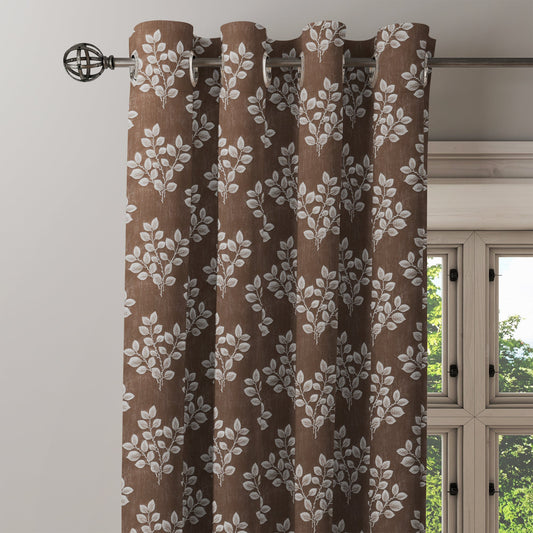 Curtain Street - Athena Leaf Curtain (00101-003) Brown