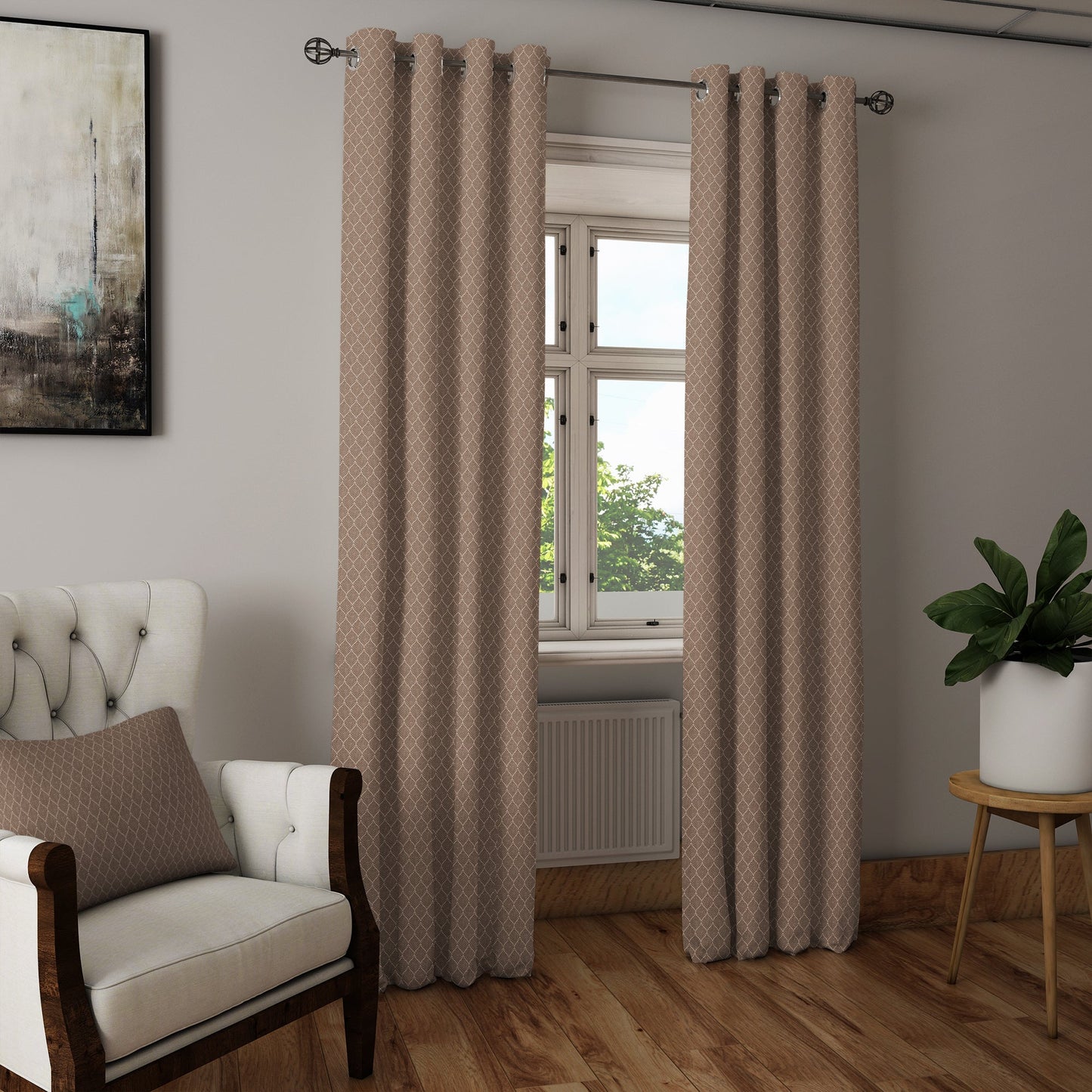 Curtain Street - Twinkle Geometric Curtain (4503) Brown