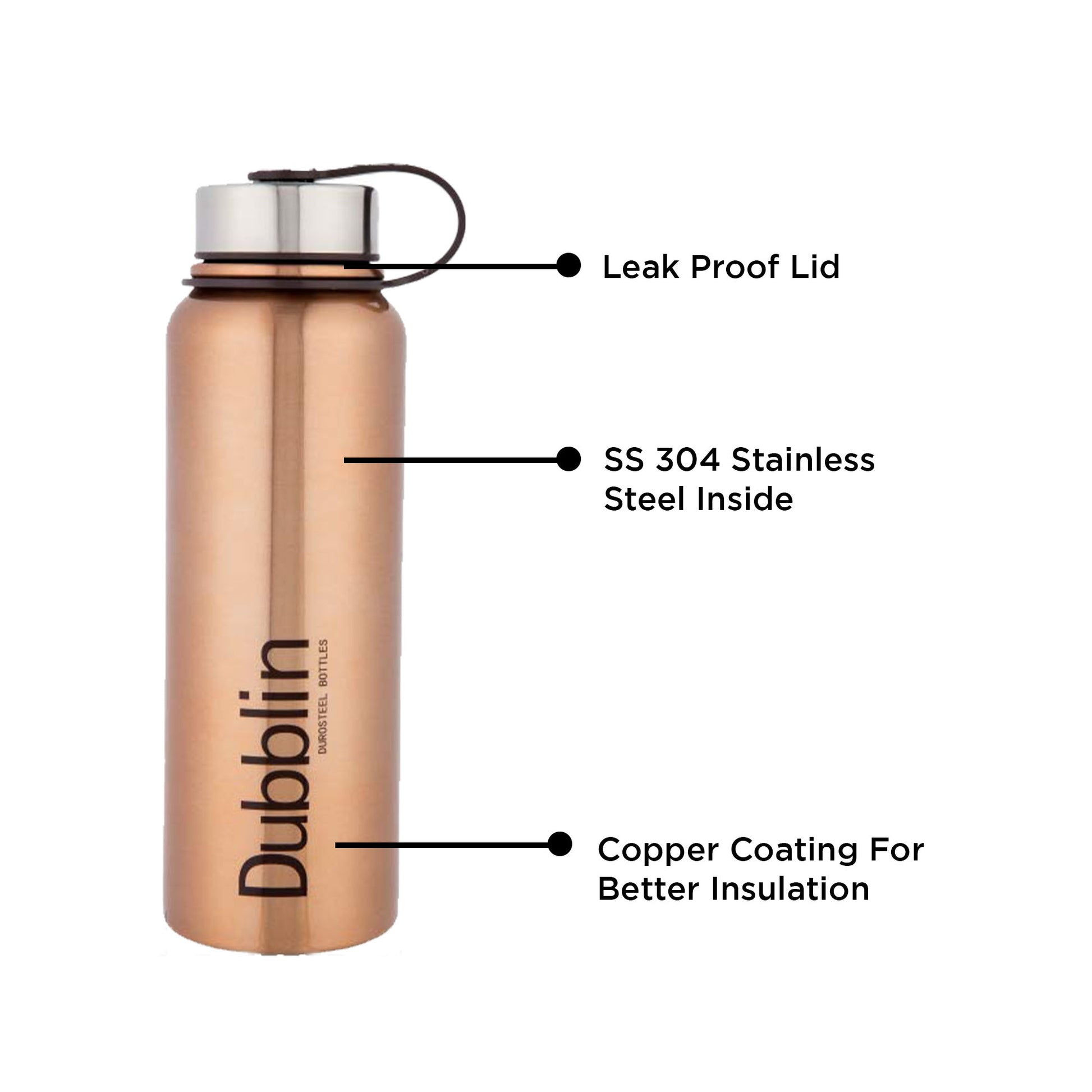 Dubblin - Turbo Thermosteel Bottle 1100ML Gold - Ghar Sajawat