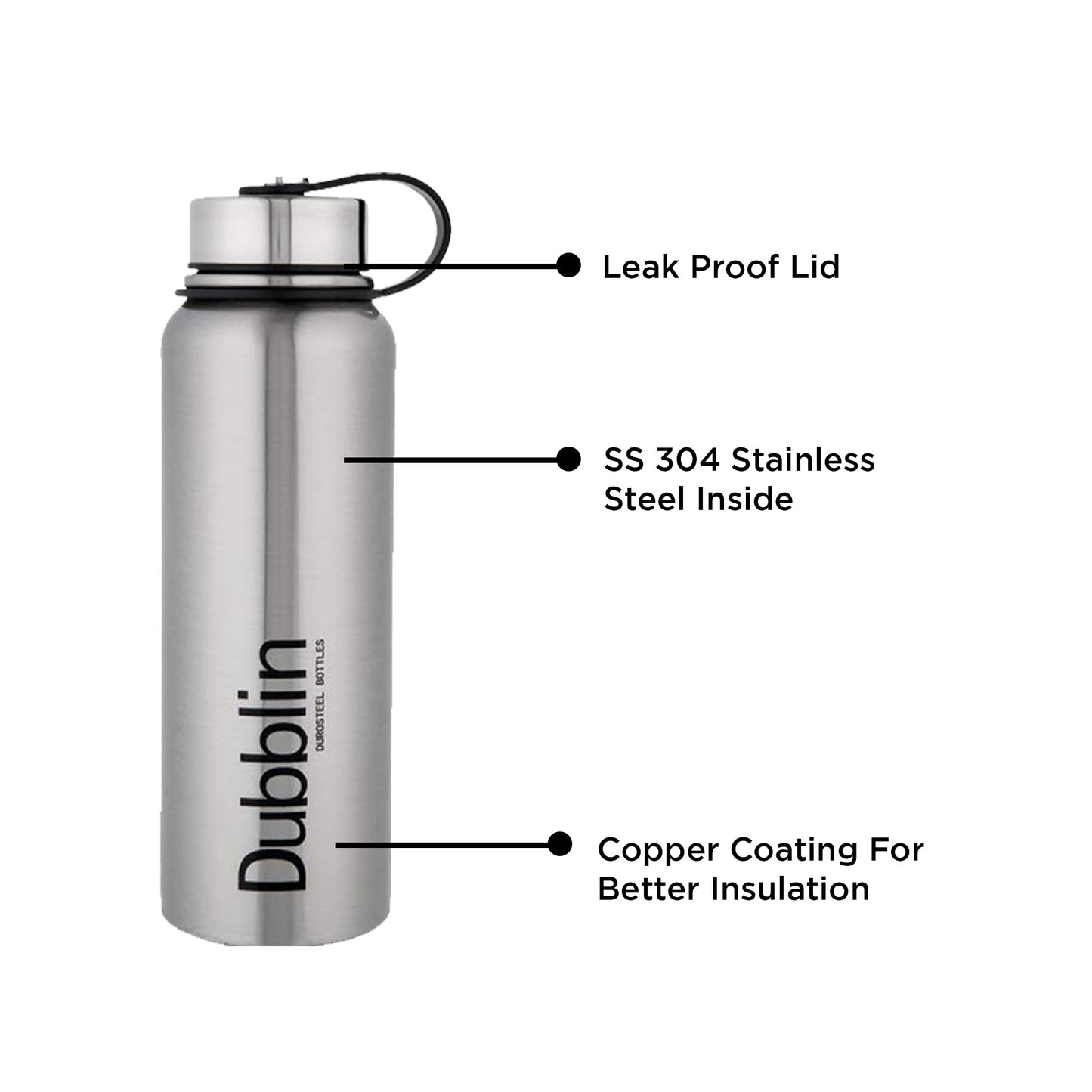 Dubblin - Turbo Thermosteel Bottle 1100ML Silver - Ghar Sajawat