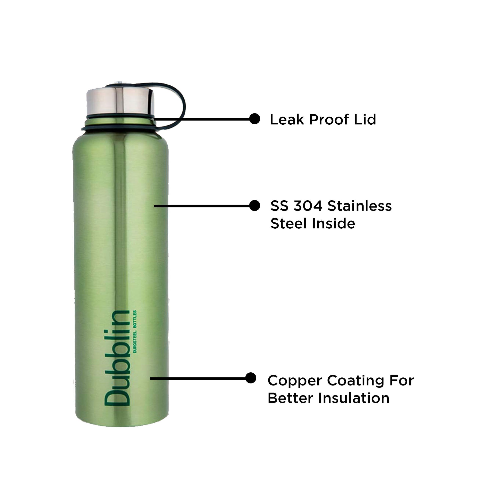 Dubblin - Turbo Thermosteel Bottle 1500ML Green - Ghar Sajawat