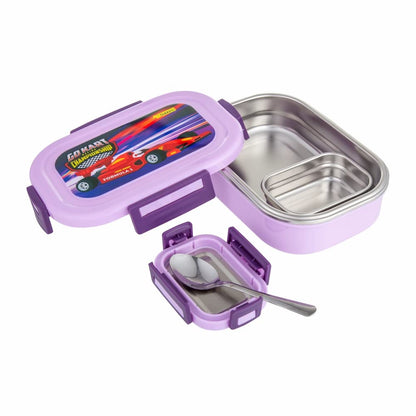 Dubblin - Twinkle Stainless Steel Lunch Box 1Pcs (1Pcs-750ML) Violet Go Kart Racing - Ghar Sajawat