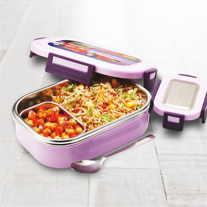 Dubblin - Twinkle Stainless Steel Lunch Box 1Pcs (1Pcs-750ML) Violet Go Kart Racing - Ghar Sajawat