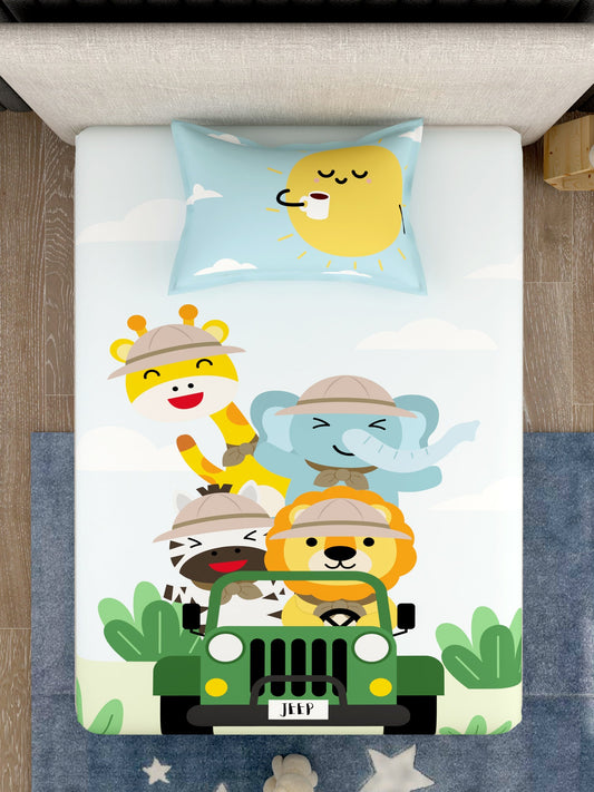 Kids 100% Cotton Single Bedsheet Set