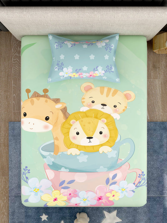 Kids 100% Cotton Single Bedsheet Set