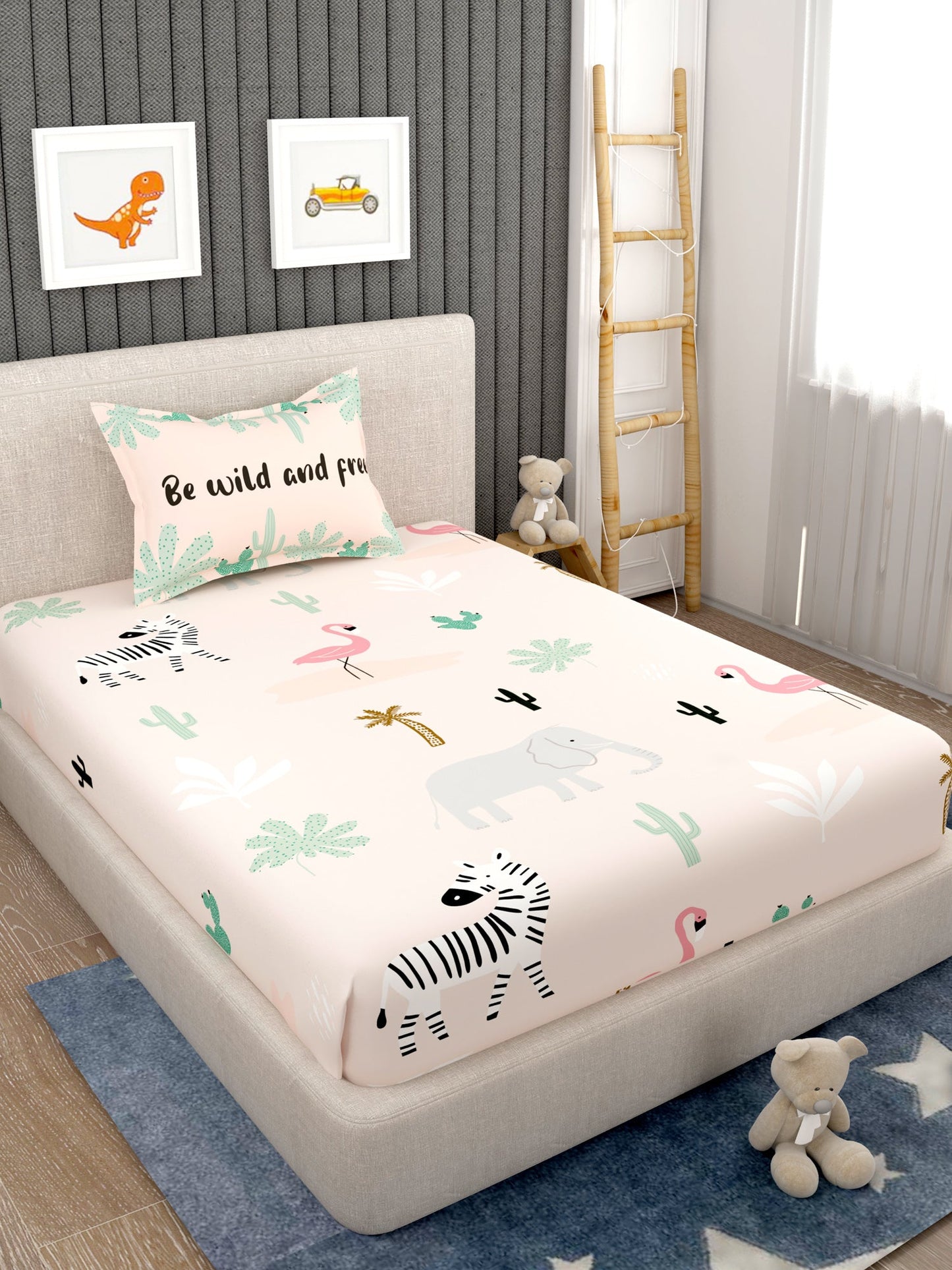 Kids 100% Cotton Single Bedsheet Set
