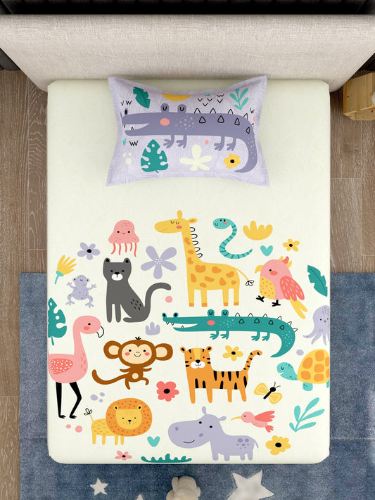 Kids 100% Cotton Single Bedsheet Set