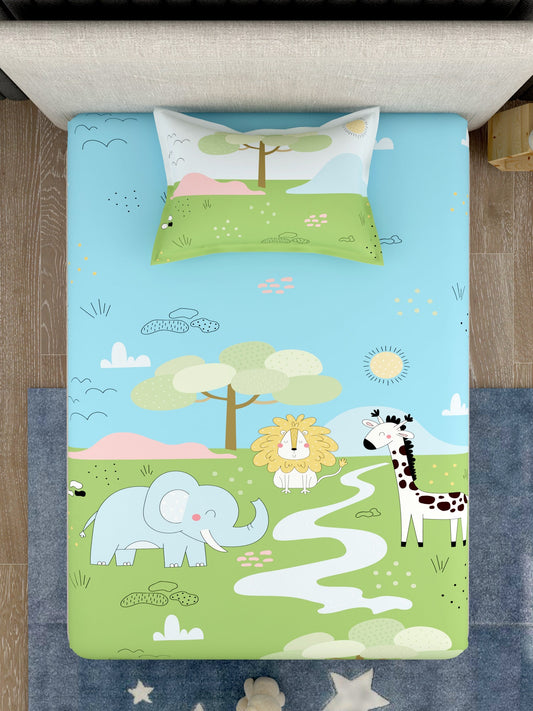 Kids 100% Cotton Single Bedsheet Set