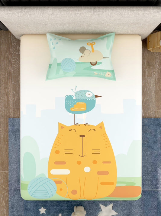 Kids 100% Cotton Single Bedsheet Set