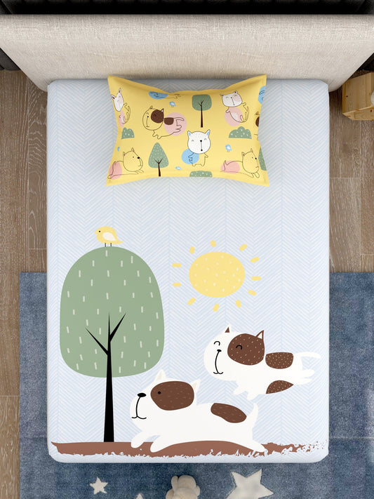 Kids 100% Cotton Single Bedsheet Set