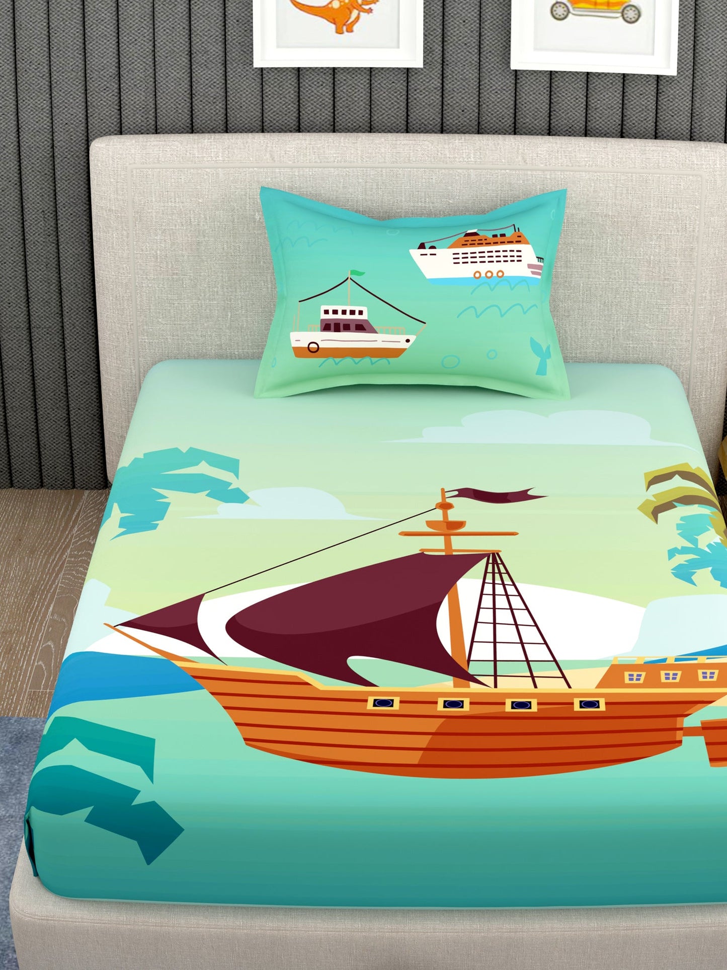 Kids 100% Cotton Single Bedsheet Set