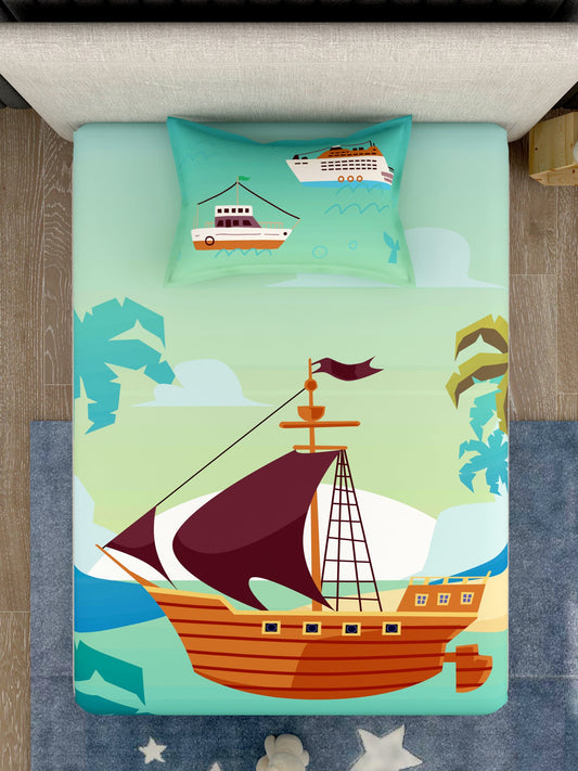 Kids 100% Cotton Single Bedsheet Set