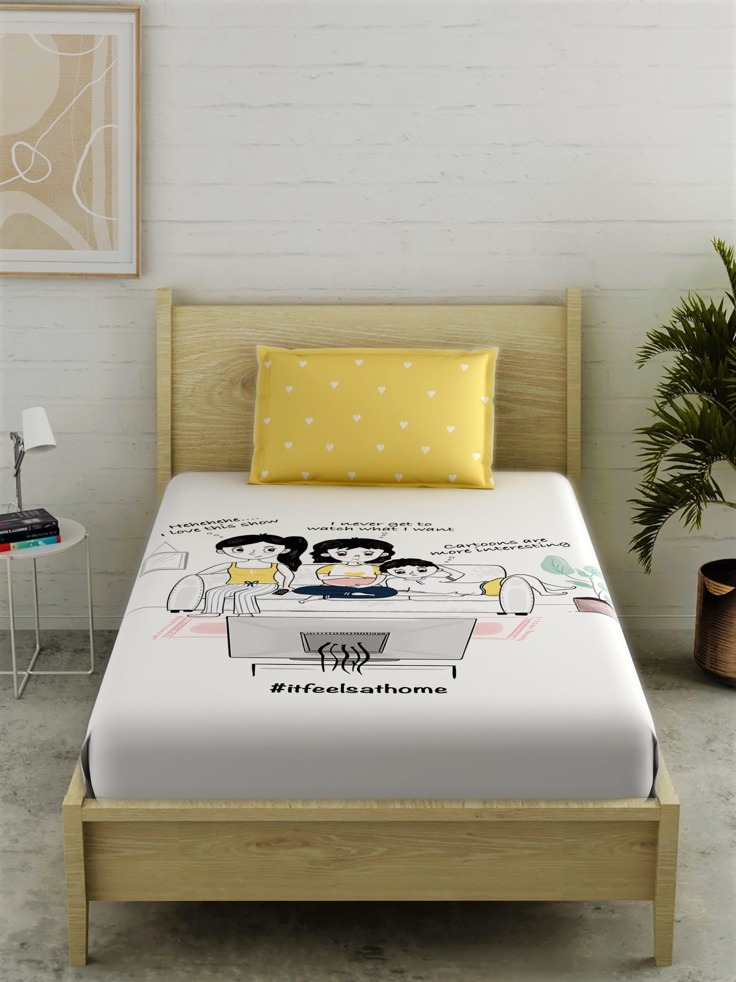 IFAH Doodle 100% Cotton Single Bedsheet Set