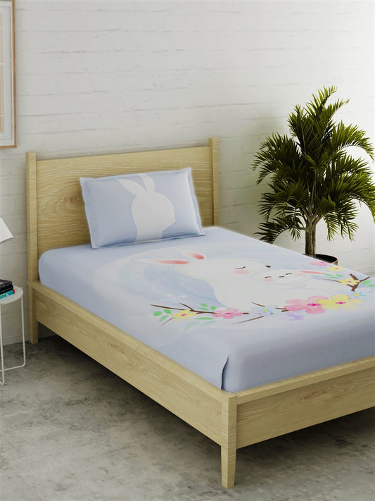 Bunny Print 100% Cotton Single Bedsheet Set
