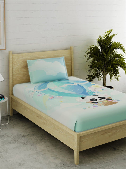 Panda Print 100% Cotton Single Bedsheet Set