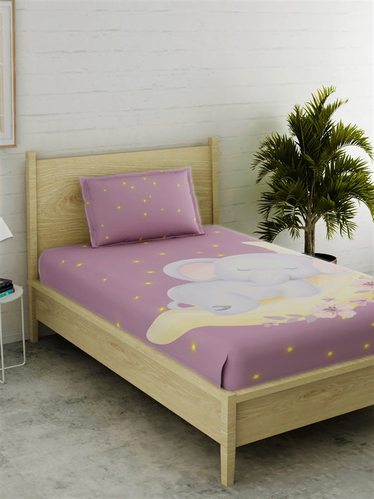 Elephant Print 100% Cotton Single Bedsheet Set
