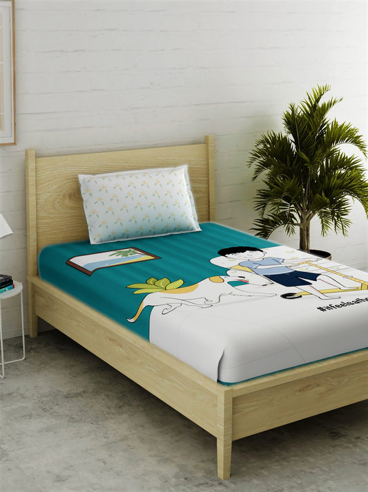 IFAH Doodle 100% Cotton Bedsheet Set