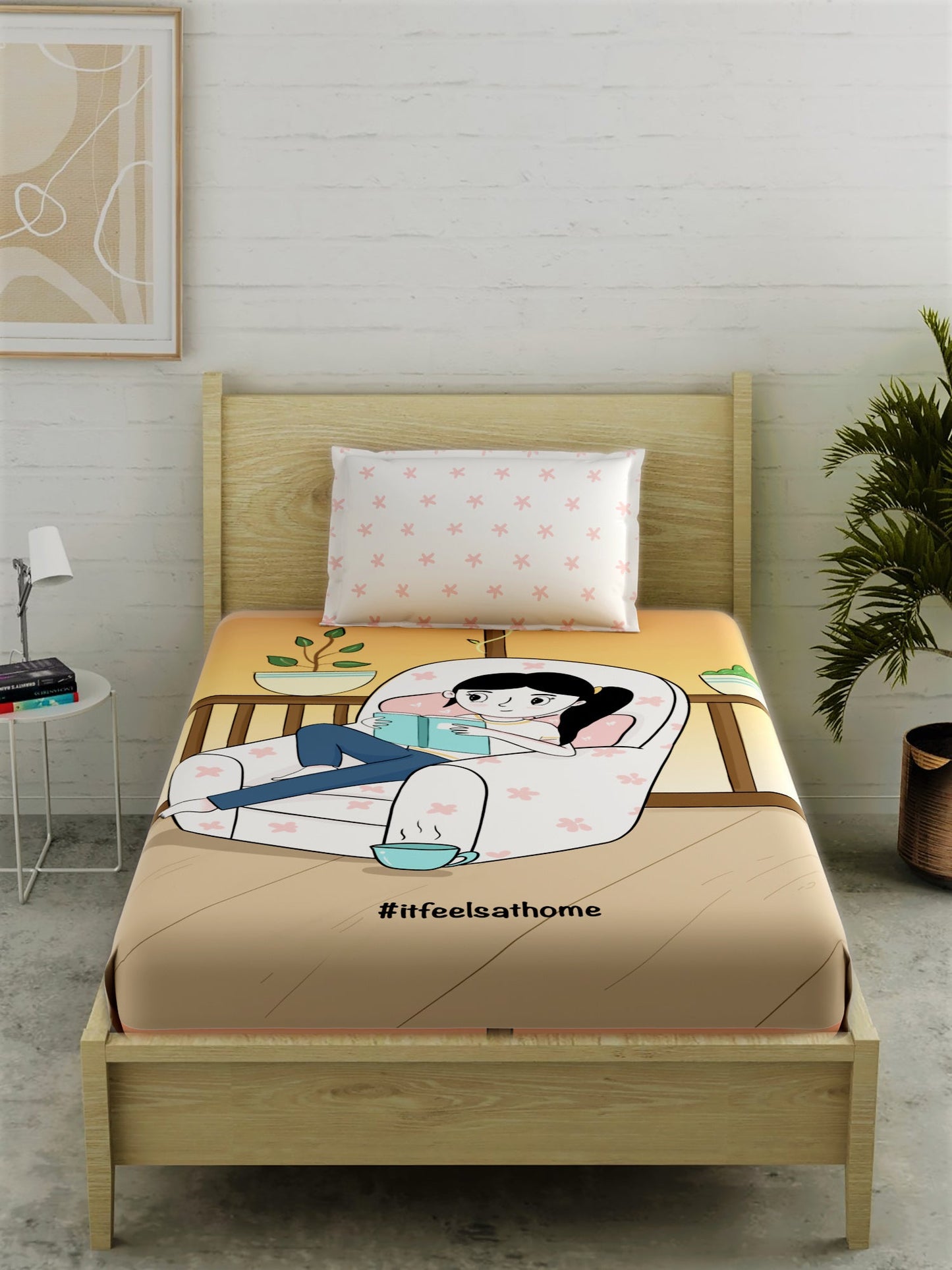 IFAH Doodle 100% Cotton Single Bedsheet Set