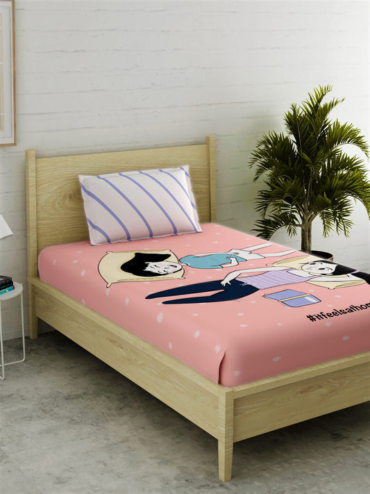 IFAH Doodle 100% Cotton Single Bedsheet Set