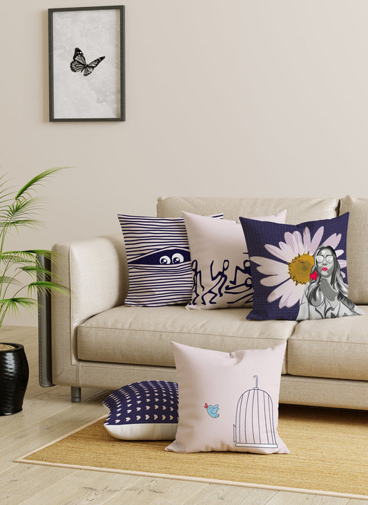 Digital Print Set of 5 Cushion Cover
