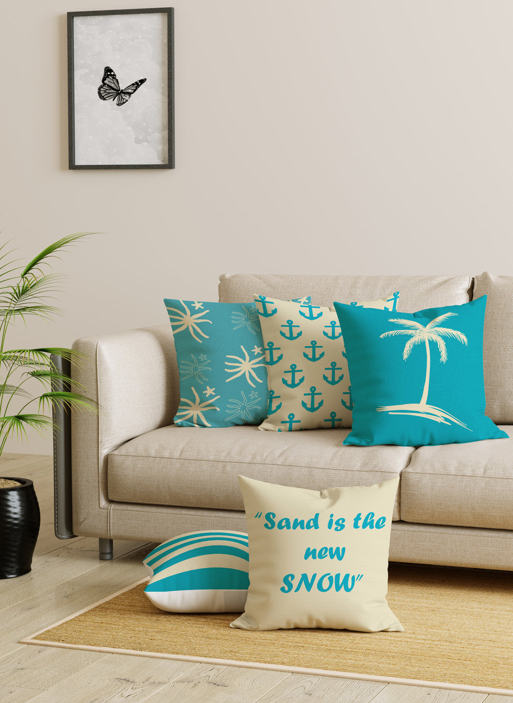 Digital Print Set of 5 Cushion Cover