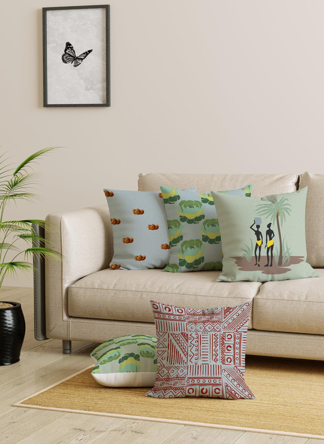 Digital Print Set of 5 Cushion Cover