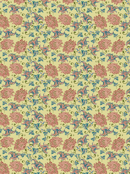 Yellow Floral Print Single Bedsheet with 1 Pillow Cover