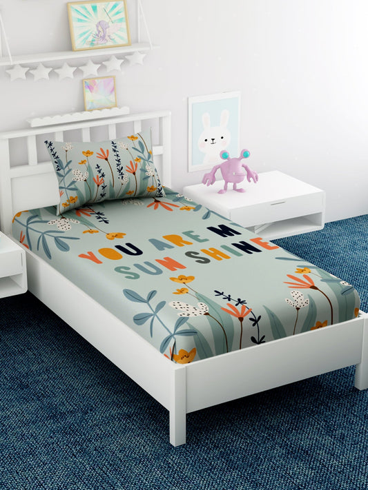 Kids Printed 100% Cotton Single Bedsheet Set