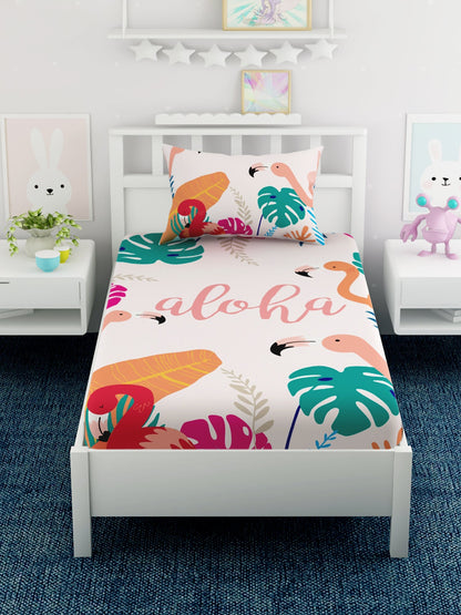 Kids Printed 100% Cotton Single Bedsheet Set