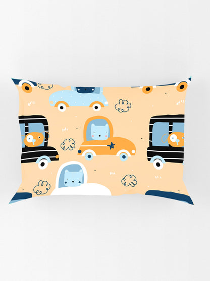 EverHome Blue Conversational Print 100%Cotton Single Bedsheet with 1 Pillow Cover (150X224 cm)