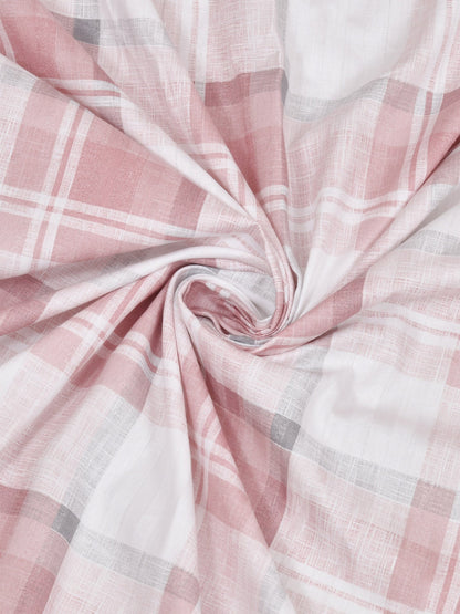 Check Print 100%Cotton Super King Bedsheet Set for Double Bed