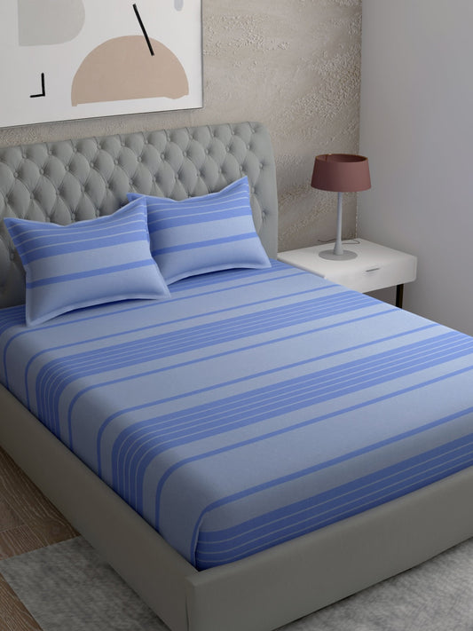 Line Print 100% Cotton Bedsheet Set