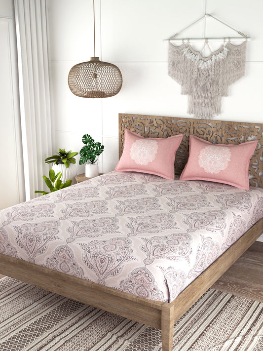 EVER HOME Printed 100%Cotton Super King Size Bedsheet Set for Double Bed