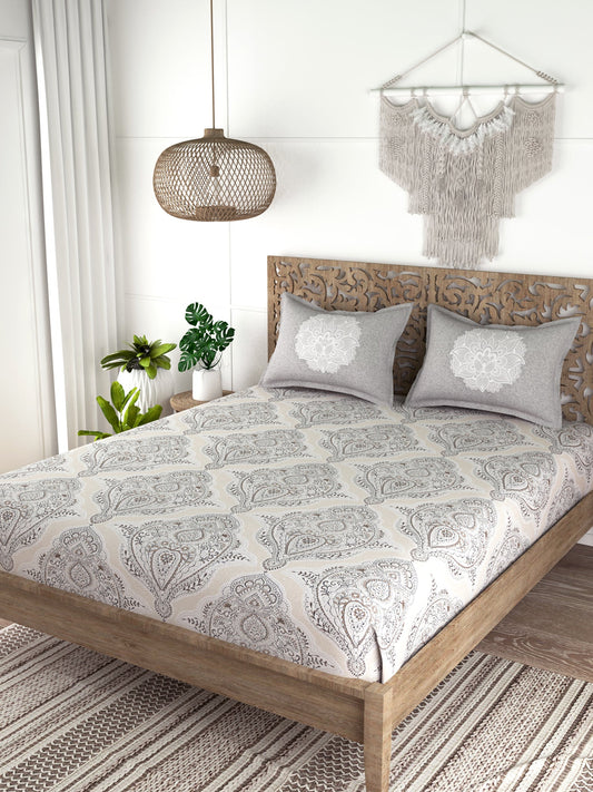 EVER HOME Printed 100%Cotton Super King Size Bedsheet Set for Double Bed