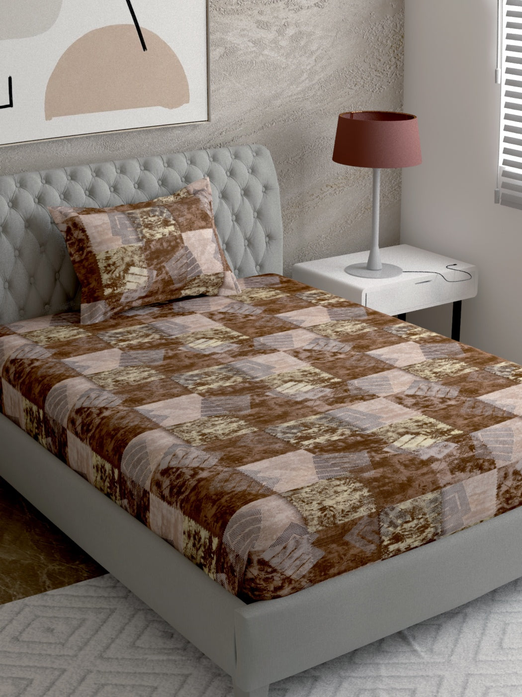 Abstract Printed 100%Cotton Single Bedsheet Set