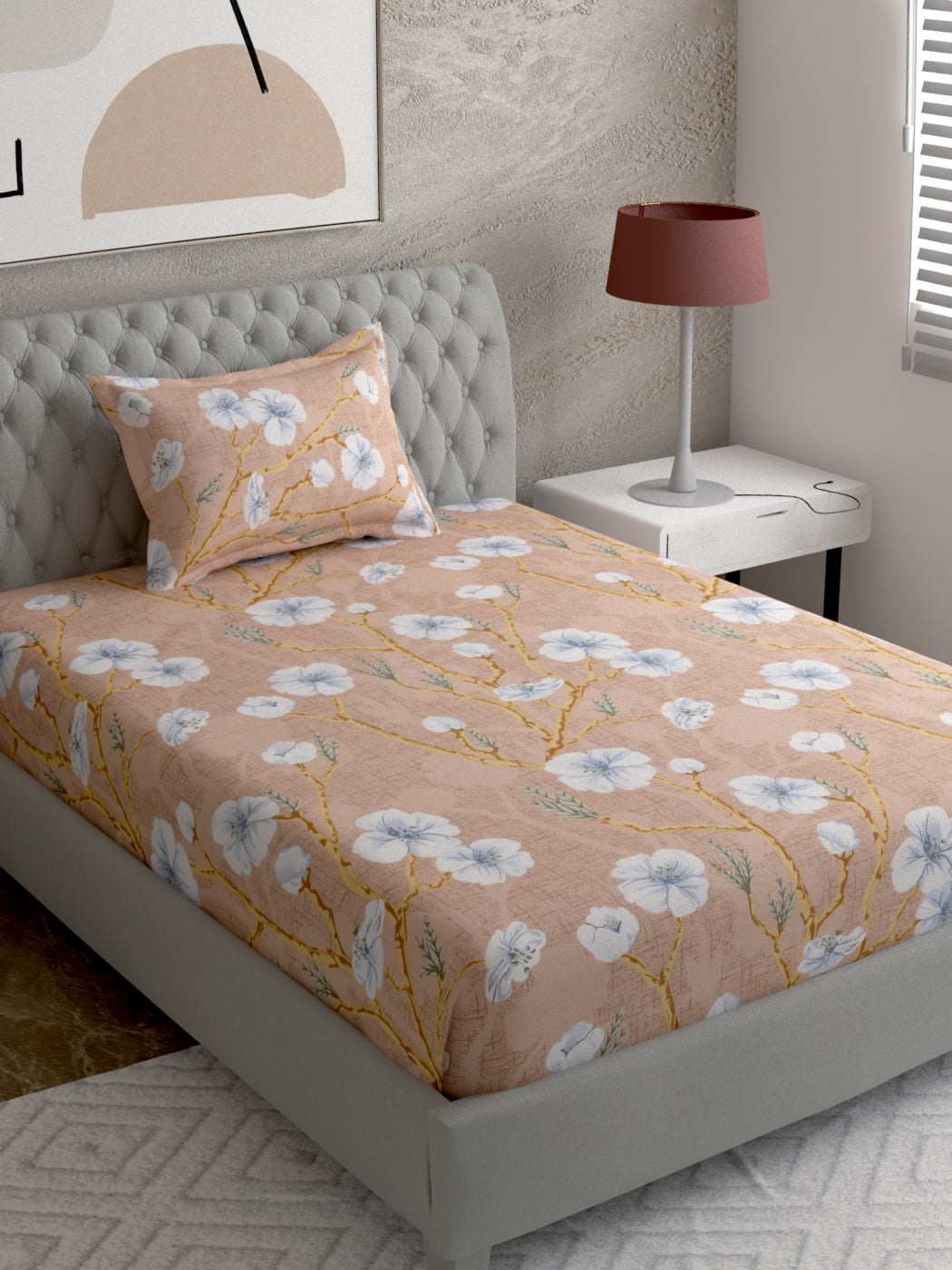 Floral Print 100%Cotton Single Bedsheet Set