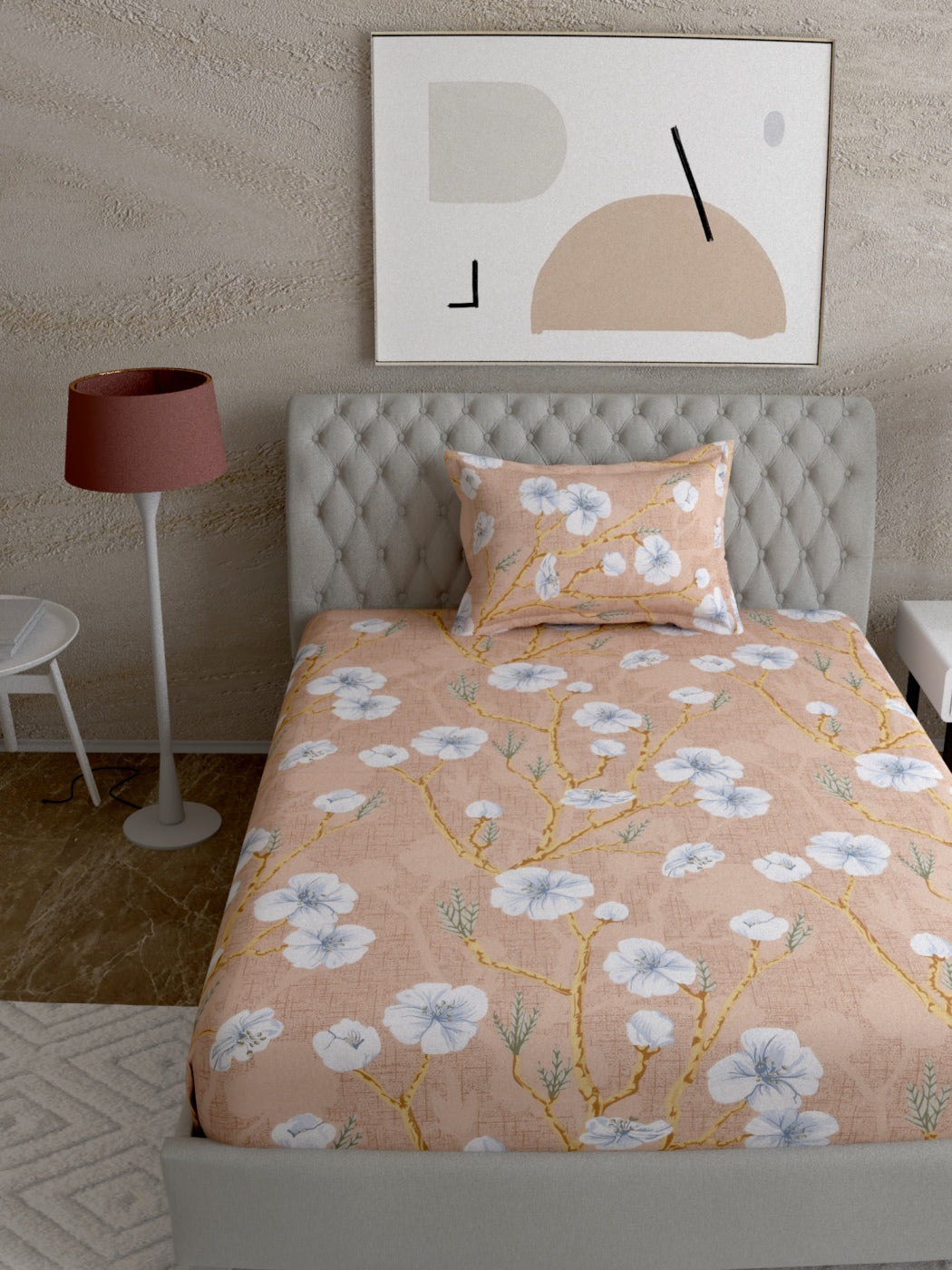 Floral Print 100%Cotton Single Bedsheet Set